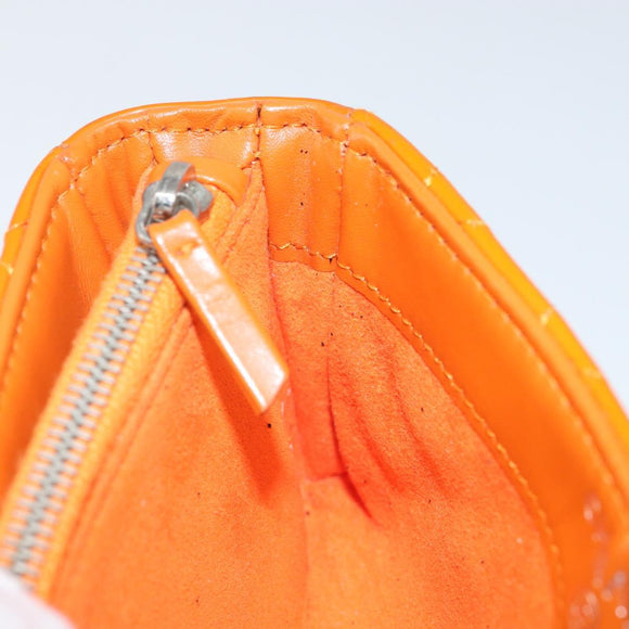 CHANEL Matelasse Pouch Patent leather Orange CC Auth 143091