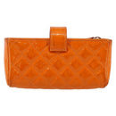 CHANEL Matelasse Pouch Patent leather Orange CC Auth 143091-2