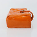 CHANEL Matelasse Pouch Patent leather Orange CC Auth 143091-3