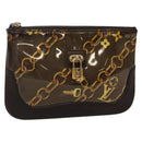 LOUIS VUITTON Monogram Charm Pochette Plat Coin Purse Brown LV Auth 143092-1