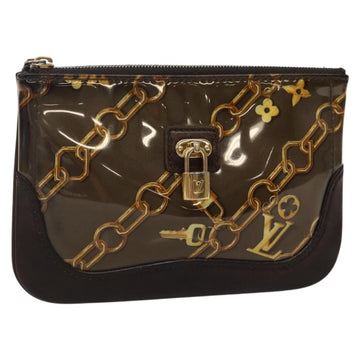 LOUIS VUITTON Monogram Charm Pochette Plat Coin Purse Brown LV Auth 143092