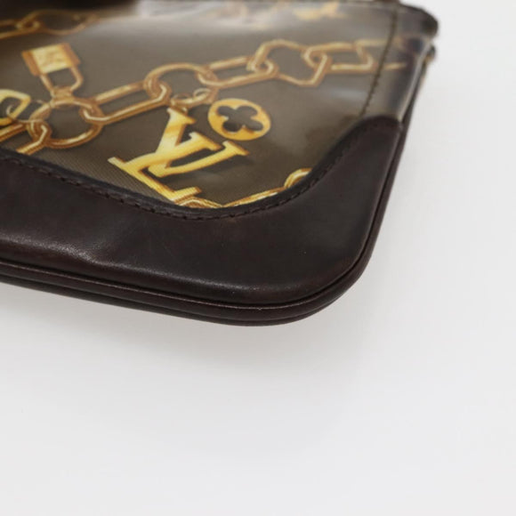 LOUIS VUITTON Monogram Charm Pochette Plat Coin Purse Brown LV Auth 143092