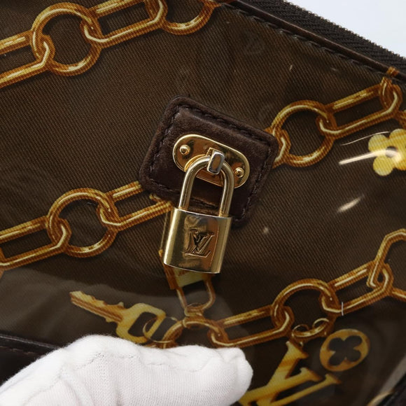 LOUIS VUITTON Monogram Charm Pochette Plat Coin Purse Brown LV Auth 143092