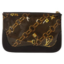LOUIS VUITTON Monogram Charm Pochette Plat Coin Purse Brown LV Auth 143092-2