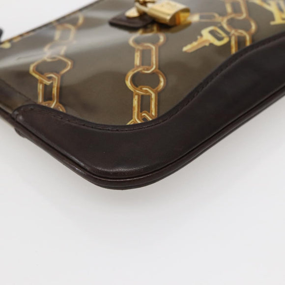 LOUIS VUITTON Monogram Charm Pochette Plat Coin Purse Brown LV Auth 143092