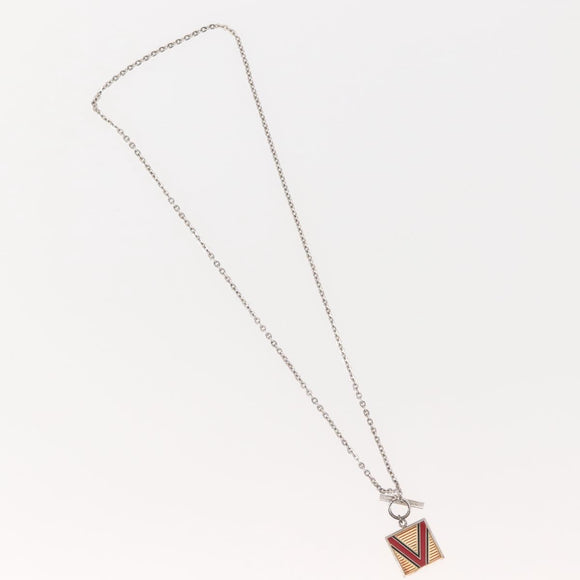 LOUIS VUITTON PandantifV Necklace metal Silver M65363 LV Auth 143094