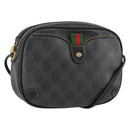 GUCCI GG Supreme Web Sherry Line Bag PVC Black Gold 156 02 066 Auth 143126-1