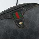 GUCCI GG Supreme Web Sherry Line Bag PVC Black Gold 156 02 066 Auth 143126-14