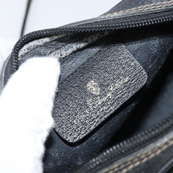 GUCCI GG Supreme Web Sherry Line Bag PVC Black Gold 156 02 066 Auth 143126