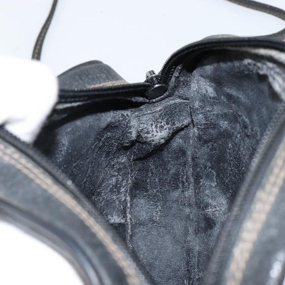 GUCCI GG Supreme Web Sherry Line Bag PVC Black Gold 156 02 066 Auth 143126