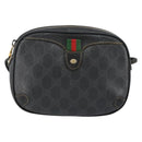 GUCCI GG Supreme Web Sherry Line Bag PVC Black Gold 156 02 066 Auth 143126-2