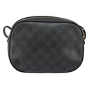 GUCCI GG Supreme Web Sherry Line Bag PVC Black Gold 156 02 066 Auth 143126-3