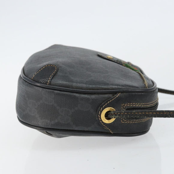 GUCCI GG Supreme Web Sherry Line Bag PVC Black Gold 156 02 066 Auth 143126