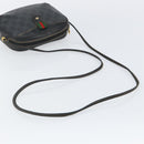 GUCCI GG Supreme Web Sherry Line Bag PVC Black Gold 156 02 066 Auth 143126-7