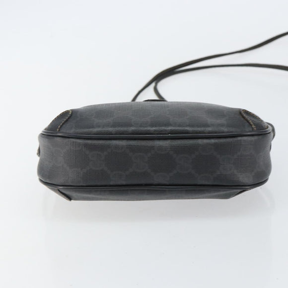 GUCCI GG Supreme Web Sherry Line Bag PVC Black Gold 156 02 066 Auth 143126