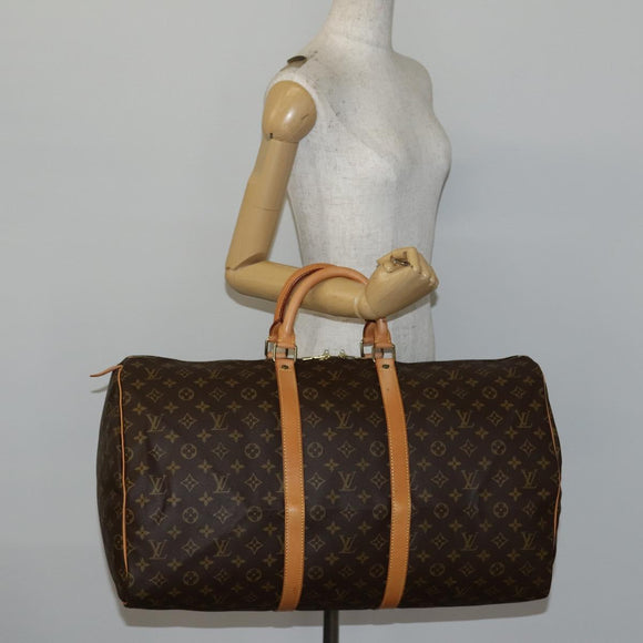 LOUIS VUITTON Monogram Keepall 55 Boston Bag M41424 LV Auth 143130V