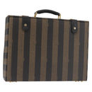 FENDI Attache Case Pecan Canvas Black Brown Auth 143134-1