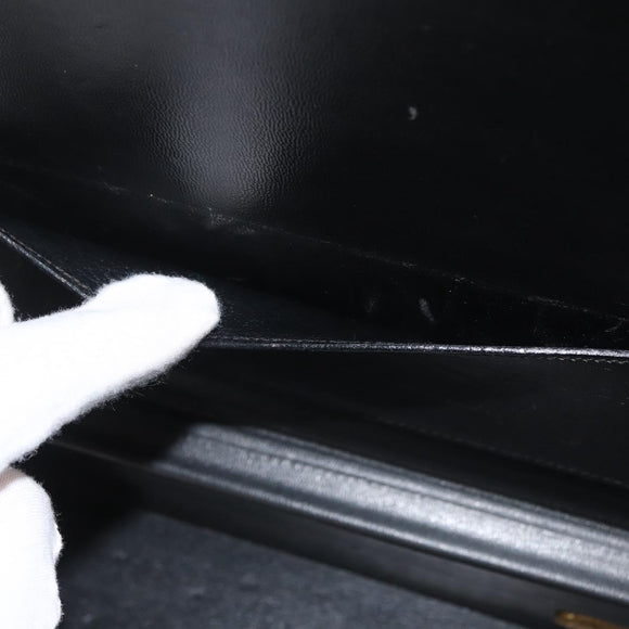 FENDI Attache Case Pecan Canvas Black Brown Auth 143134