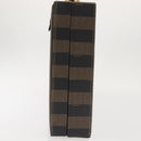 FENDI Attache Case Pecan Canvas Black Brown Auth 143134-4