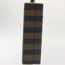 FENDI Attache Case Pecan Canvas Black Brown Auth 143134-5