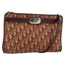 Christian Dior Trotter Canvas Shoulder Bag Red Gold Auth 143135-1