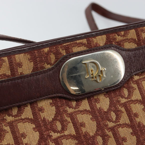 Christian Dior Trotter Canvas Shoulder Bag Red Gold Auth 143135