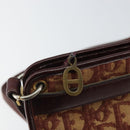 Christian Dior Trotter Canvas Shoulder Bag Red Gold Auth 143135-10
