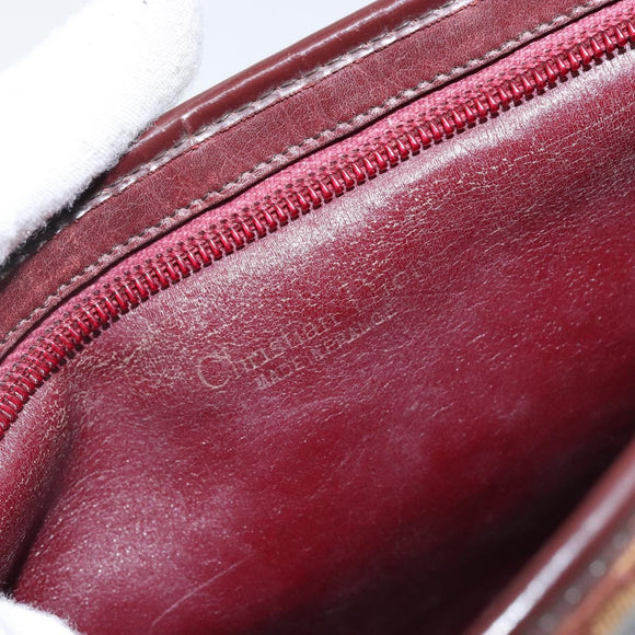 Christian Dior Trotter Canvas Shoulder Bag Red Gold Auth 143135