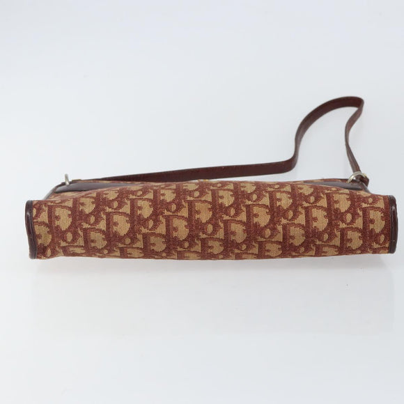 Christian Dior Trotter Canvas Shoulder Bag Red Gold Auth 143135