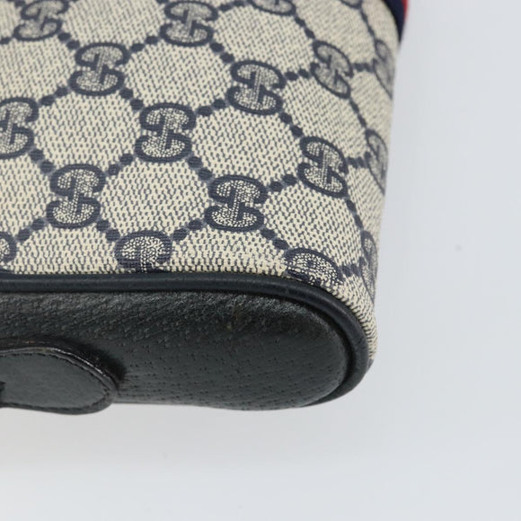 GUCCI GG Supreme Sherry Line Shoulder Bag PVC Navy Gold 89 02 055 Auth 143138