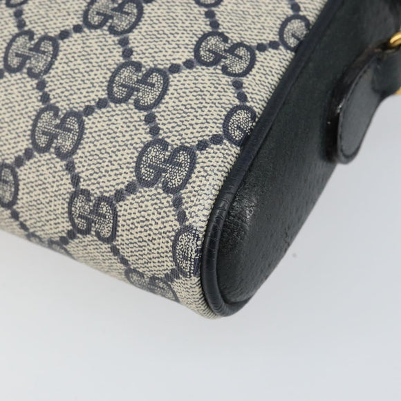 GUCCI GG Supreme Sherry Line Shoulder Bag PVC Navy Gold 89 02 055 Auth 143138