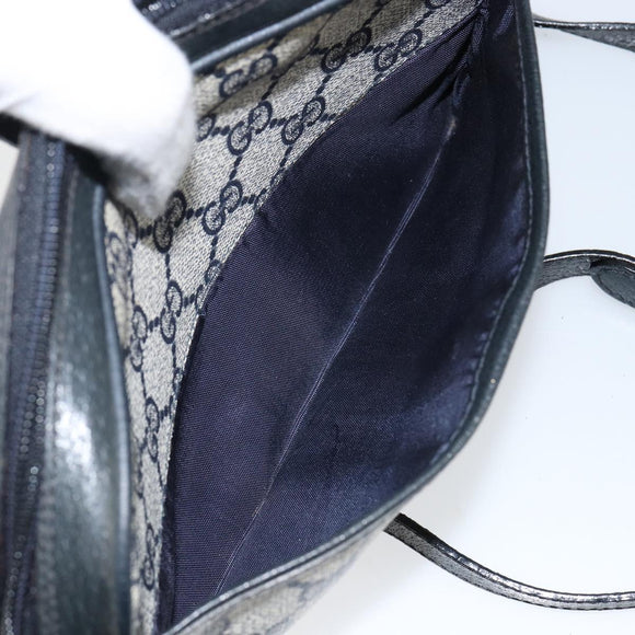GUCCI GG Supreme Sherry Line Shoulder Bag PVC Navy Gold 89 02 055 Auth 143138