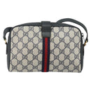 GUCCI GG Supreme Sherry Line Shoulder Bag PVC Navy Gold 89 02 055 Auth 143138-2