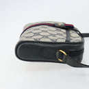 GUCCI GG Supreme Sherry Line Shoulder Bag PVC Navy Gold 89 02 055 Auth 143138-3