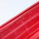 CHANEL Boy Chanel Long Wallet Patent leather Red Silver CC Auth 143150-11