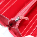 CHANEL Boy Chanel Long Wallet Patent leather Red Silver CC Auth 143150-20