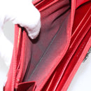 CHANEL Boy Chanel Long Wallet Patent leather Red Silver CC Auth 143150-12