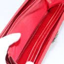 CHANEL Boy Chanel Long Wallet Patent leather Red Silver CC Auth 143150-21