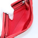 CHANEL Boy Chanel Long Wallet Patent leather Red Silver CC Auth 143150-22