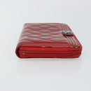 CHANEL Boy Chanel Long Wallet Patent leather Red Silver CC Auth 143150-3