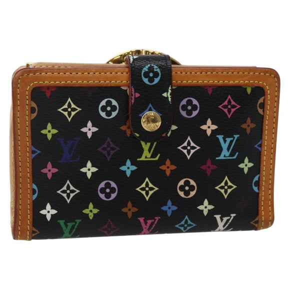 LOUIS VUITTON Multicolor Portefeuille Viennois Wallet Black M92988 Auth 143154