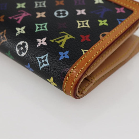 LOUIS VUITTON Multicolor Portefeuille Viennois Wallet Black M92988 Auth 143154