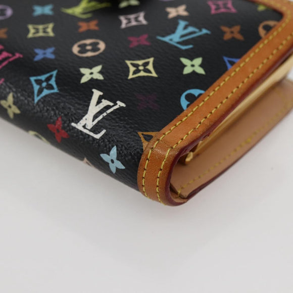 LOUIS VUITTON Multicolor Portefeuille Viennois Wallet Black M92988 Auth 143154