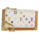 LOUIS VUITTON Multicolor Pochette Cles Coin Purse White M92655 LV Auth 143155-1