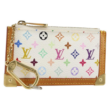 LOUIS VUITTON Multicolor Pochette Cles Coin Purse White M92655 LV Auth 143155