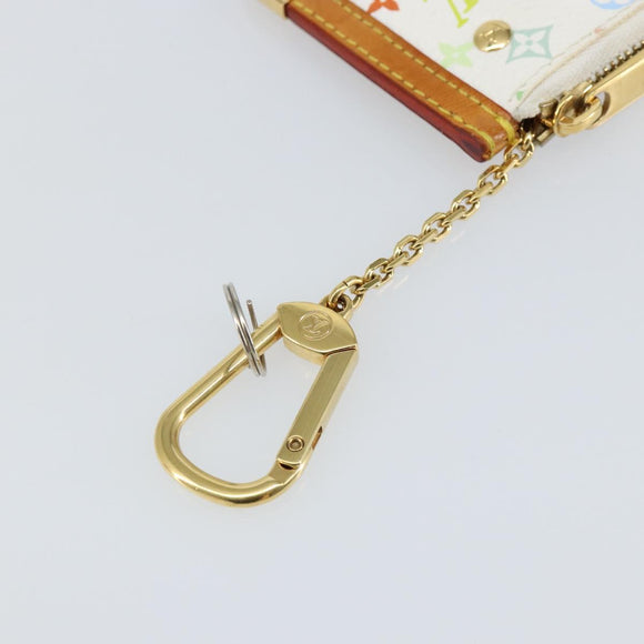 LOUIS VUITTON Multicolor Pochette Cles Coin Purse White M92655 LV Auth 143155