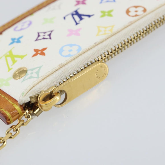 LOUIS VUITTON Multicolor Pochette Cles Coin Purse White M92655 LV Auth 143155