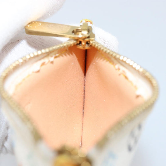LOUIS VUITTON Multicolor Pochette Cles Coin Purse White M92655 LV Auth 143155