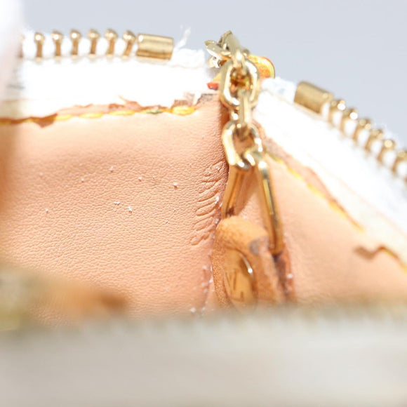 LOUIS VUITTON Multicolor Pochette Cles Coin Purse White M92655 LV Auth 143155