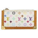 LOUIS VUITTON Multicolor Pochette Cles Coin Purse White M92655 LV Auth 143155-13